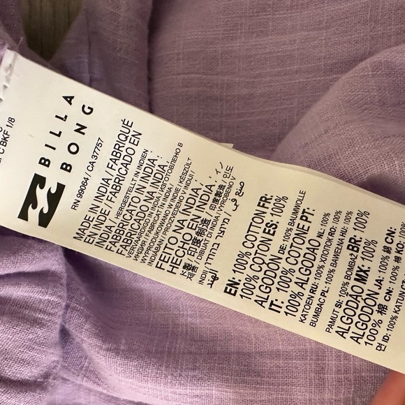 New Billabong On the Coast Cutout Cotton Maxi Dress in Lilac Breeze - Picture 10 of 11